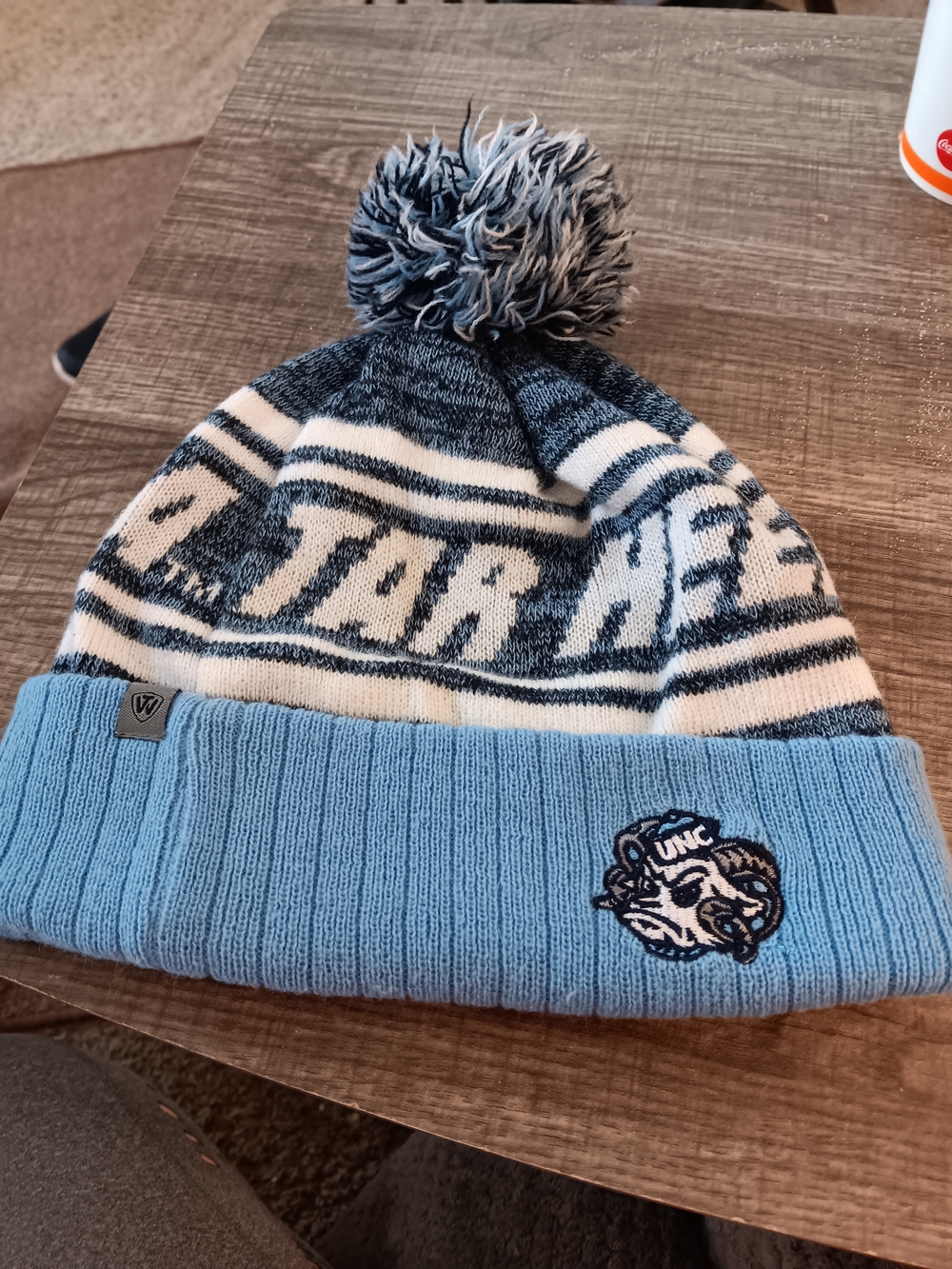 UNC Tar Heels Light Blue and Navy Pom Beanie Hat - Mens